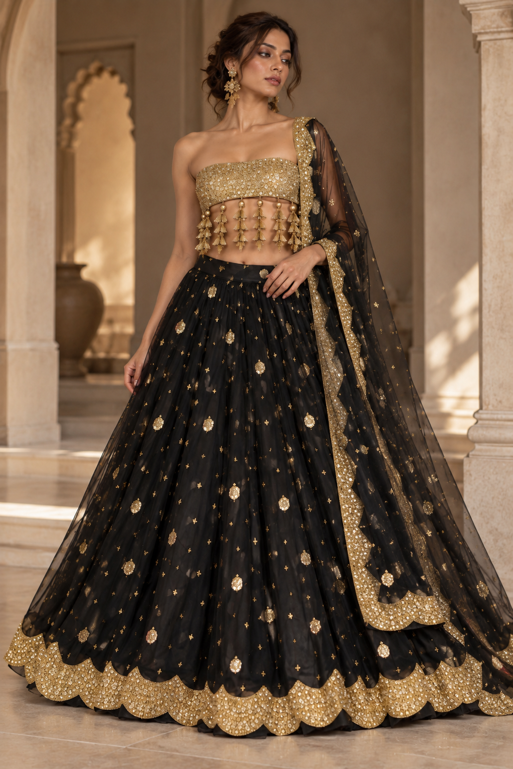 The Noir Tasseled Lehenga