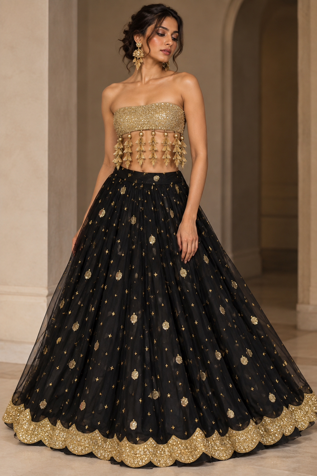 The Noir Tasseled Lehenga