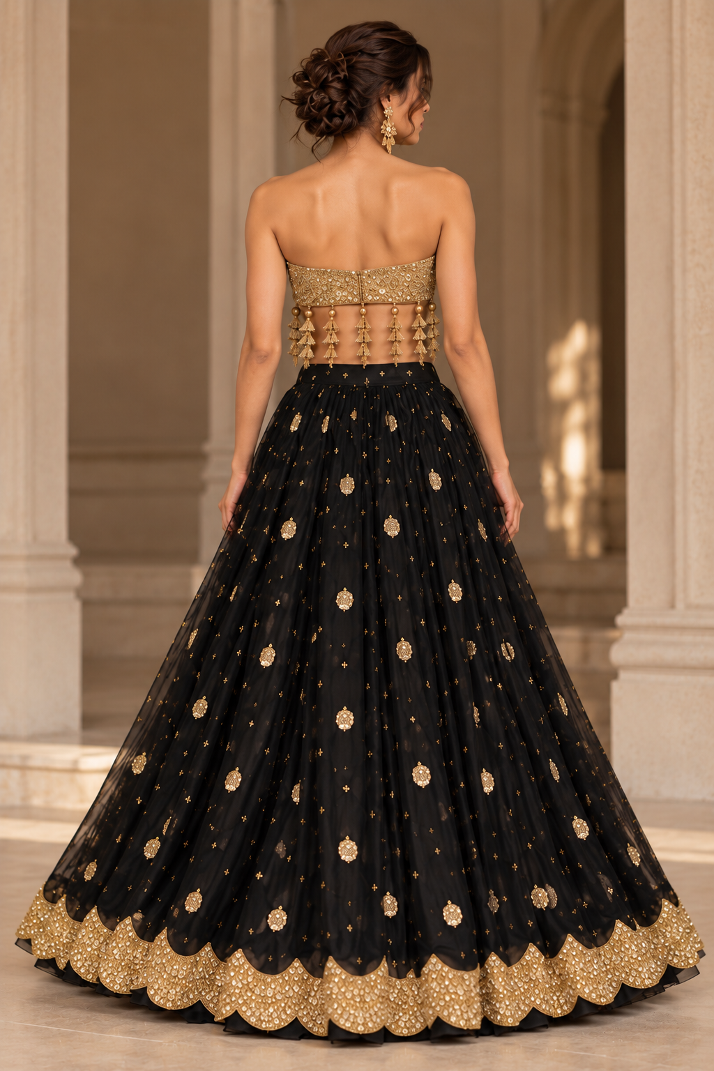The Noir Tasseled Lehenga